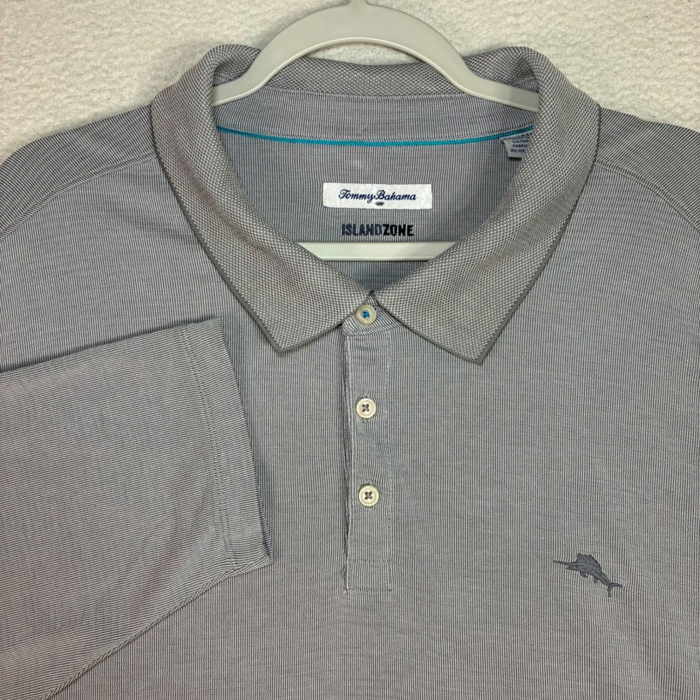 Tommy Bahama Island Zone Polo Shirt Men 4XL Gray Long Sleeve Stretch Golf